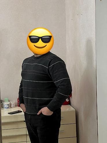 kişi şalvarlari: Sviter, XL, rəng - Boz — 3