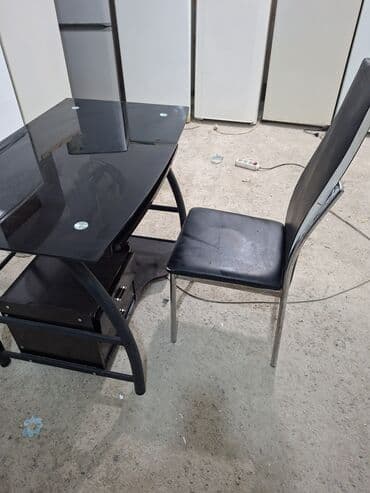 обеденный стол купить: Düz masa, Stul ilə, Polkalı, Siyirməli, Türkiyə, Şüşə — 3