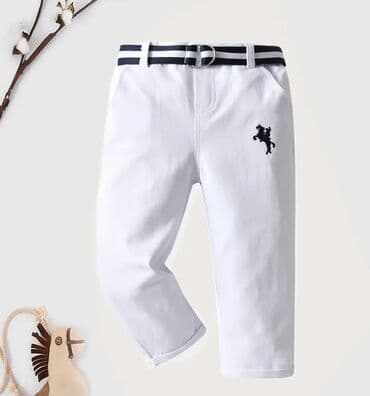 Uşaq şalvarı – ağ rəng, dizaynda minimalistik tərz. - Material: yumşaq