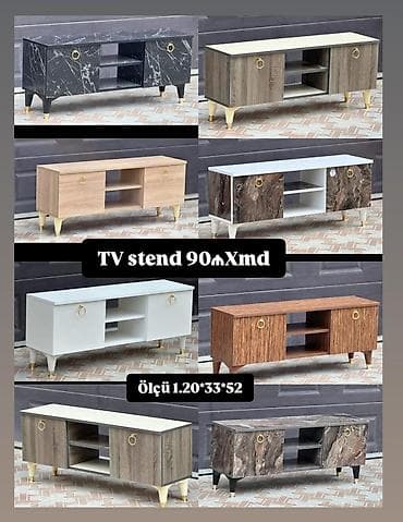Ev üçün mebel: TV stend - Müxtəlif dizayn və rənglər: mərmər effektli qara və — 1