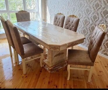 стулья тонет: Для гостиной, Новый, Нераскладной, Прямоугольный стол, 6 стульев — 6