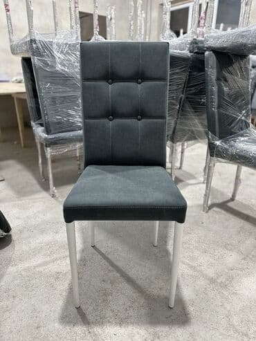 стул: Yumşaq oturacaqlı yemək otağı stulları - Model: Hündür bel, düyməli — 3