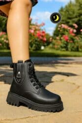 Qadınlar üçün şık bağcıqlı botlar - Model: gündəlik və şəhər