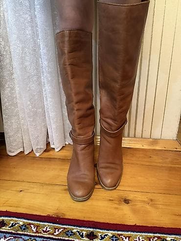 Сапоги: Ботфорты, Размер: 40, цвет - Коричневый, Б/у — 4