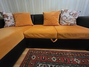 Divanlar: Narıncı rəngli L formalı künc divan - Ölçü: təxmini 230 x 150 sm — 1