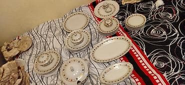 Nahar dəsti, rəng - Ağ, Farfor, 6 nəfərlik, SSRİ