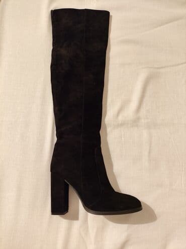 zamşa çəkmələr: Qadın uzun çəkmələr – 2 model - Material: təmiz dəri - Rəng: tam qara — 2