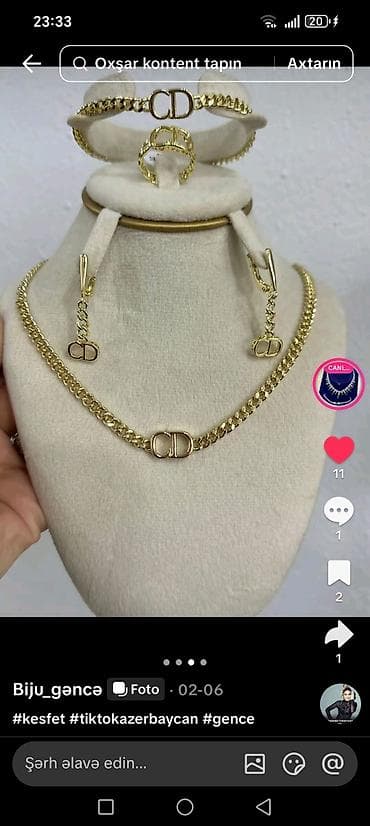 Şəxsi əşyalar: Zərgərlik dəstləri və aksesuarlar - Qızılı rəngli, çoxqatlı zəncir — 8