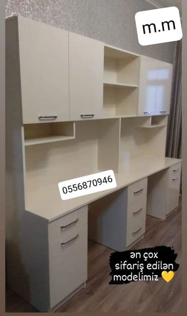 metbex masası: Oğlan və qız üçün, Yeni, Siyirməsiz, Yazı masası, Stulsuz — 5