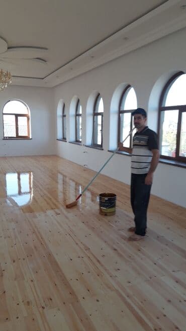 Digər tikinti xidmətləri: Pol parketin yonulması dolğu ve laklanması pilintusların vurulması — 1