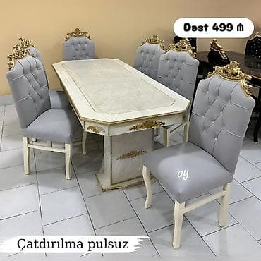 Masa desti stol stul Masa ölçü 93×2 +6ədəd oturacaq 🎨 Rəng seçimi