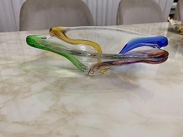 Rəngli şüşə dekor qab - Material: qalın, şəffaf şüşə - Dizayn