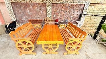 İşlənmiş, Dördbucaq masa, 2 stul, Açılmayan, Stullar ilə, Taxta