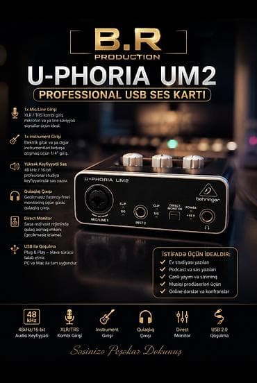 Səs avadanlığı: Behringer U-Phoria UM2 – Professional USB səs kartı Xüsusiyyətlər: - — 1