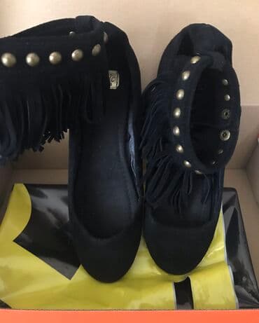 женские бежевые замшевые туфли: Туфли, Размер: 37, цвет - Черный, Новый — 1