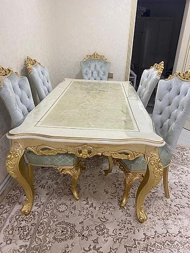 Qonaq otağı üçün, Yeni, Açılan, Dördbucaq masa, 8 stul — 3