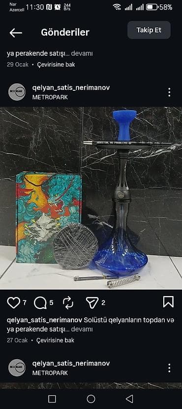 bas: Qəlyan – metal gövdəli, şüşə kolbalı tam dəst - Material: paslanmayan — 3