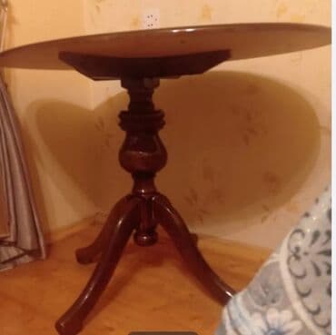 стол из массива дерева: Гостиный стол, Б/у, Нераскладной, Дерево, Овальный стол — 3