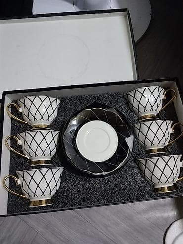 Çay dəsti, rəng - Ağ, Farfor, 6 nəfərlik