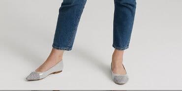 Çəkmələr: Gümüşü rəngli qadın baletkaları 36 razmer geyilməyib - Zərif dizayn — 1