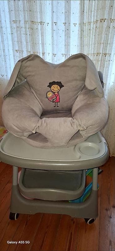 Uşaq üçün yumşaq kreslo/yastıq - Rəng: boz - Material: yumşaq plyuş