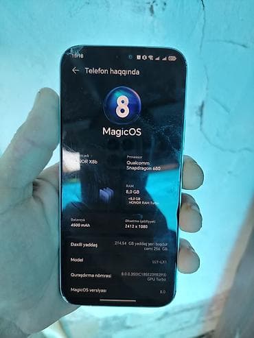 telefon qabı: Honor X8b, 256 GB, rəng - Gümüşü, Barmaq izi — 7