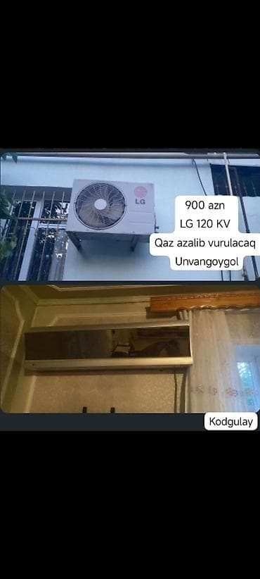 kandesaner: LG split kondisioner – 120 kV (təxminən 12 000 BTU) • Marka/model — 1