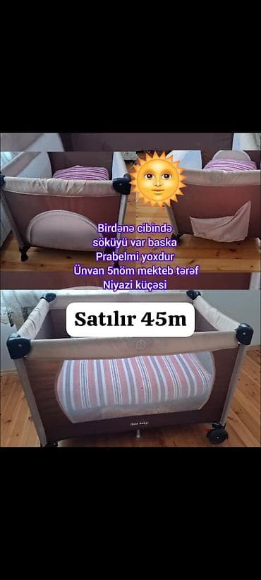yeni il sufre dekoru: Oğlan və qız üçün, Dördbucaq, Beşik, Dəst ilə, Matras ilə, Yellənmə mexanizmsiz — 1