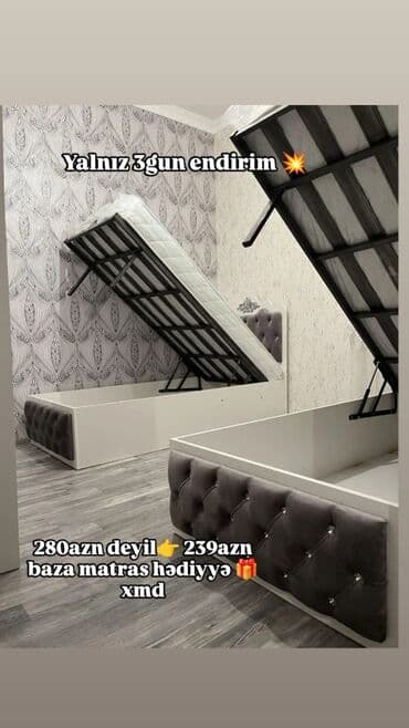 Ev üçün digər mebel: Yeni, Təknəfərlik çarpayı, Bazalı, Matras ilə, Siyirməsiz, Azərbaycan — 1