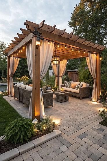Açıq hava məkanı üçün taxta pergola - Material: qalın kəsimli, massiv