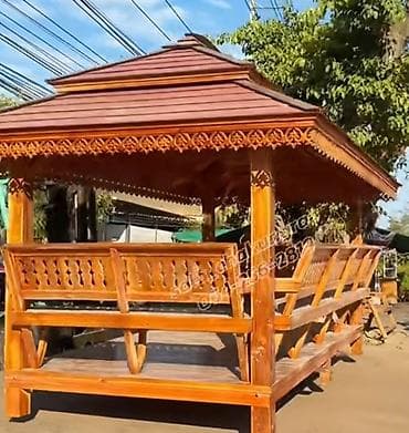 giris qapi: Açıq havada istirahət üçün taxta besedka/pavilyon - Material — 1