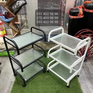 Endirimde!!! Etajerka tibbi rəf=45m ag ve qara renglerde. •3 mərtəbə