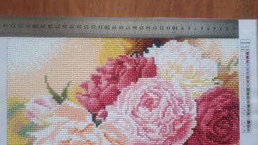 продам картины: Готовая алмазная мозаика ПИОНЫ. Нужно лишь вставить в рамку. Стразы — 8