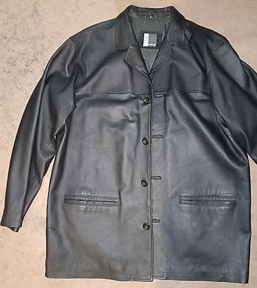 Мужская одежда: Qara dəri pencək/plaş üslubunda kişi üst geyimi - Rəng: qara - — 1