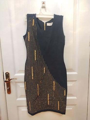 zerli donlar: Qadın qara qolsuz kokteyl/fərəhlik donu - Rəng: tünd göyə yaxın qara — 1