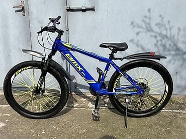 BMX GTR dağ velosipedi - Rəng: parlaq mavi, neon-sarı vurğular -