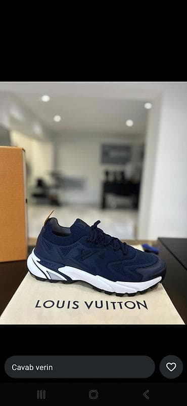 Louis Vuitton kişi idman ayaqqabısı - Model: Ağ-qara və lacivərt — 1