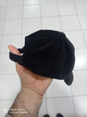 детские шерстяные шапки: Qara rəngli kepka - Material: zolaqlı manjetli məxmərə (korduroy) — 2