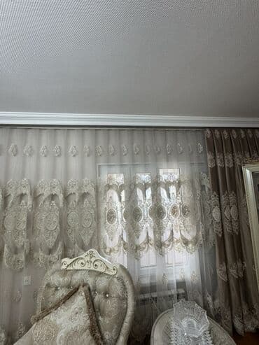 pərdələr ev ucun: Klassik üslubda zərif pərdə dəsti Uzunluqu 8.5 metr dekorsuz satılır — 1