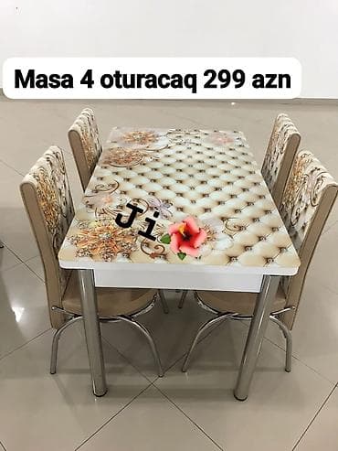 Mətbəx/damaq otağı üçün masa və 4 ədəd stul dəsti. - Üst hissə