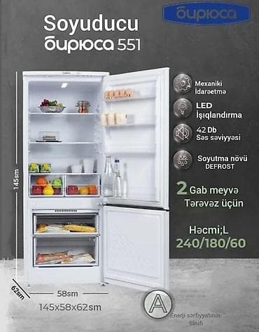 2 qapılı Biryusa Soyuducu Satılır, rəng - Ağ