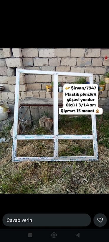 r 15 4 bolt: Plastik qapı və pəncərə məhsulları - 3 ədəd plastik qapı: ölçü 206x88 — 4