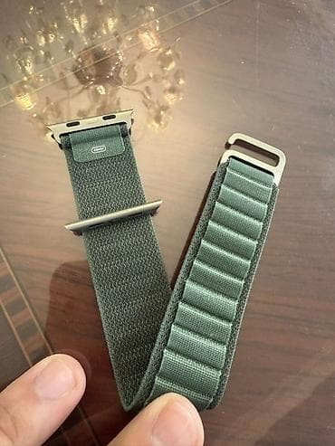 ‼️ORIGINAL‼️Apple Watch Ultra üçün tikişli toxuma qayış – Yaşıl (Solo
