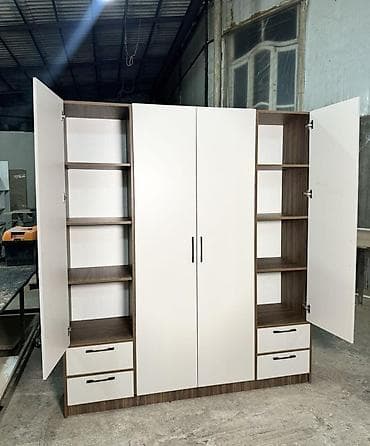 taxt modelleri: 3 qapılı paltar şkafı - Dizayn: Minimalist, ağ və ağ/qəhvəyi — 4
