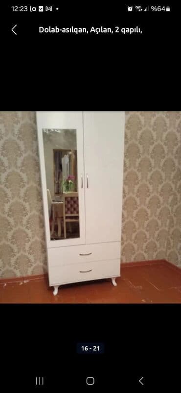 dsp laminat: Açılan, 2 qapılı Düz dolab, Qarderob, paltar dolabı — 16