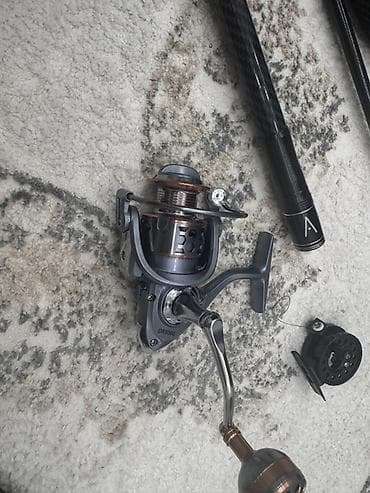 Balıqçılıq üçün tam dəst - 2 ədəd fırlanan çarx (spinning reel): •