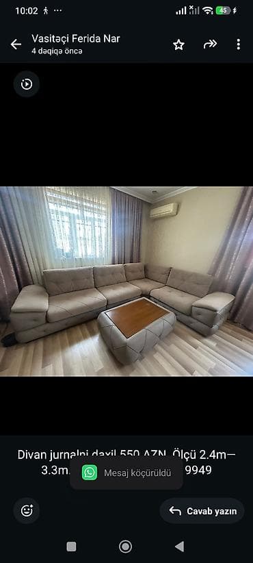 Divan jurnalni daxil 550 AZN. Ölçü 2.4m—3.3m. ünvan Binəqədi (FN) 9949 lalafo.az -da Divan jurnalni daxil 550 AZN. Ölçü 2.4m—3.3m. ünvan Binəqədi (FN) 9949