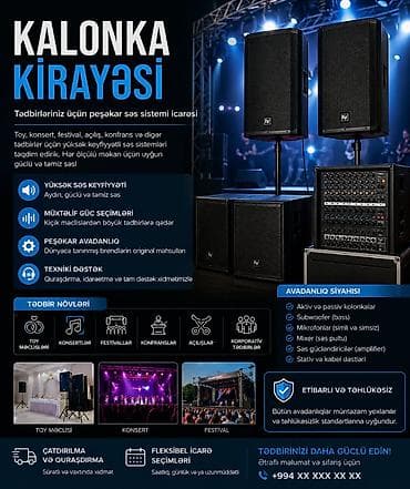 ses guclendiriciler: Kalonka Kirayəsi – Güclü Səs Sistemi İcarəsi Tədbir, toy, açıq hava — 2