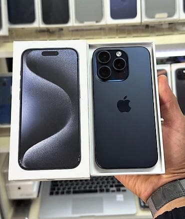 iphone 1q: IPhone 15 Pro, 256 GB, Blue Titanium, Zəmanət, Simsiz şarj, Face ID — 1
