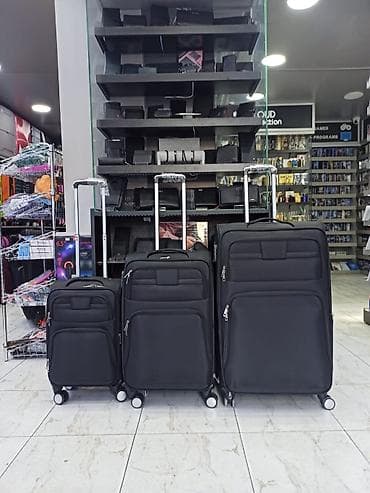 3-lü səyahət çamadan dəsti – tekstil material, qara rəng - Ölçülər